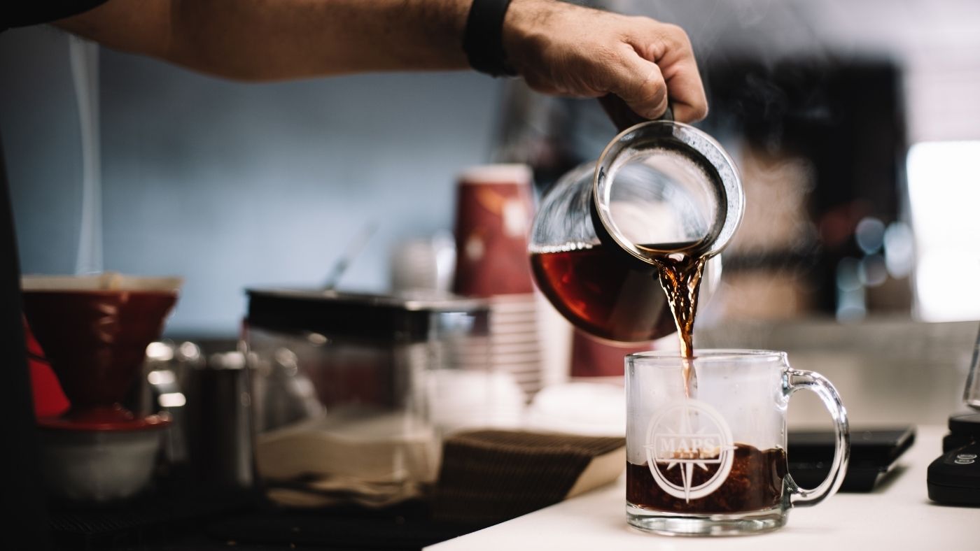 pouring maps coffee